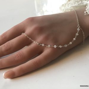 Bracelet de pierre de lune et argent avec bague