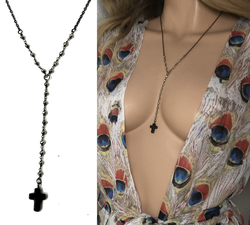 Chapelet pierre semi precieuse pyrite noir pour femme – Image 8