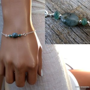 Bracelet emeraude femme Argent 925 massif