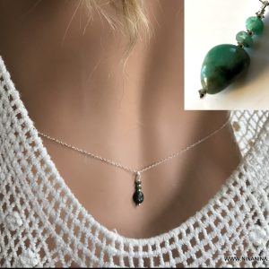 Chaine de taille argent massif emeraude naturelle