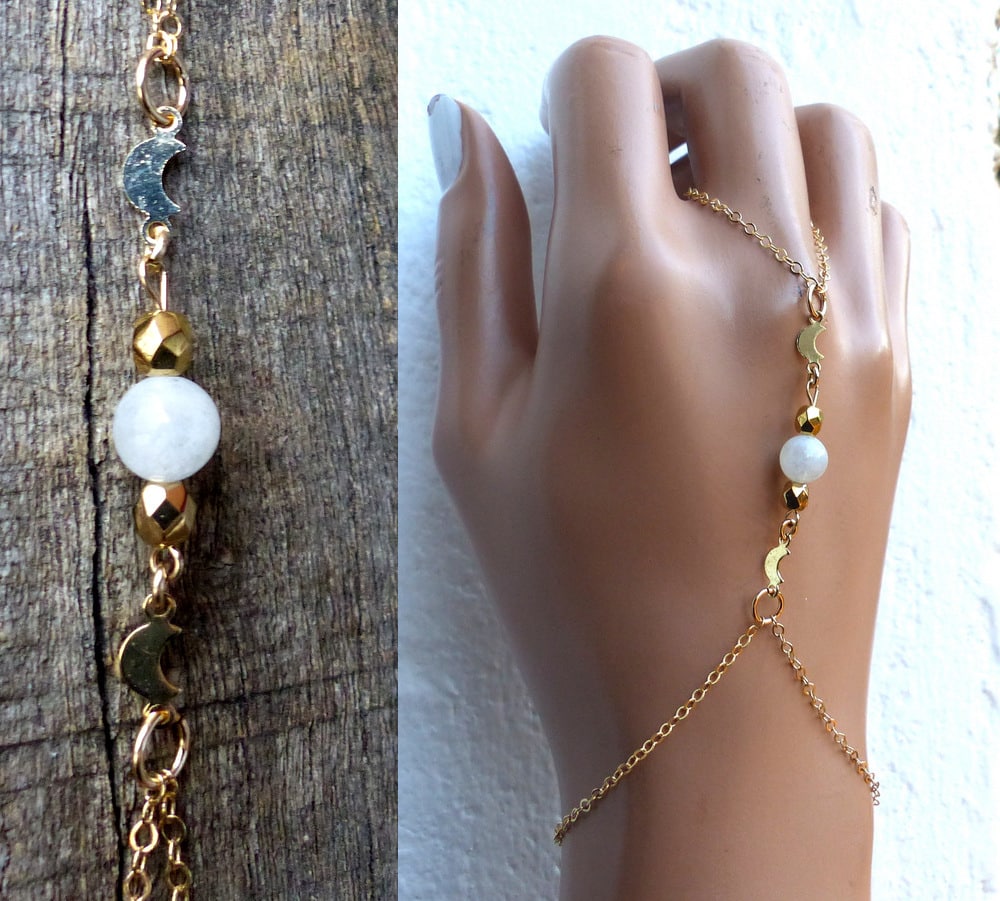 Bracelet bague femme plaquĆ© or et pierre de lune ā Image 8