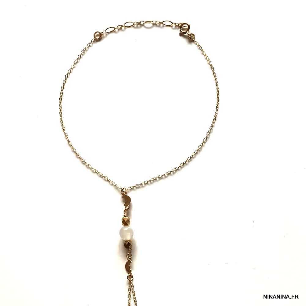 Bracelet bague femme plaquĆ© or et pierre de lune ā Image 9