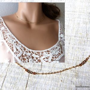 Collier court Chaine minimaliste Plaqué Or 14 carats