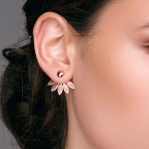Boucles D’Oreilles Ethniques Or Boheme – Puces Pétales Acier Inoxydable Doré