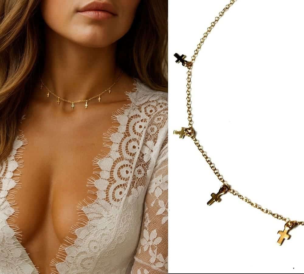 Collier Court Femme artisanal avec plusieurs charms croix Or Laminé (Plaqué or gold filled 14 carats) – Image 9