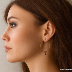 Boucles d’oreilles lune etoile – créoles bohème plaqué Or artisanales