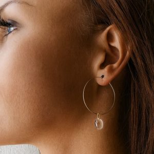 Boucles d’oreilles creoles Swarovski Gouttes d’eau cristal plaqué or gold filled artisanales