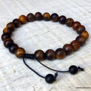 Bracelet shamballa boules oeil de tigre mattes