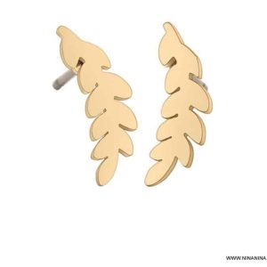 Boucles d’oreilles bohème feuilles Acier doré