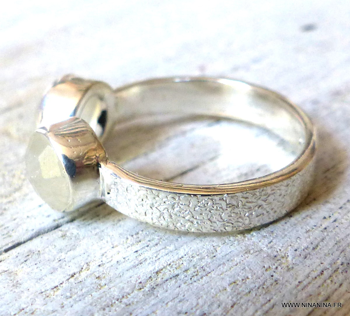 Bague avec pierre lune véritable Argent 925 brossé – Image 9