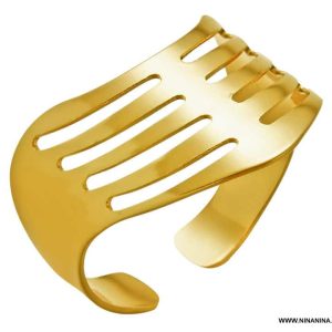 Bague dorée Acier inoxydable ajustable motif chevron