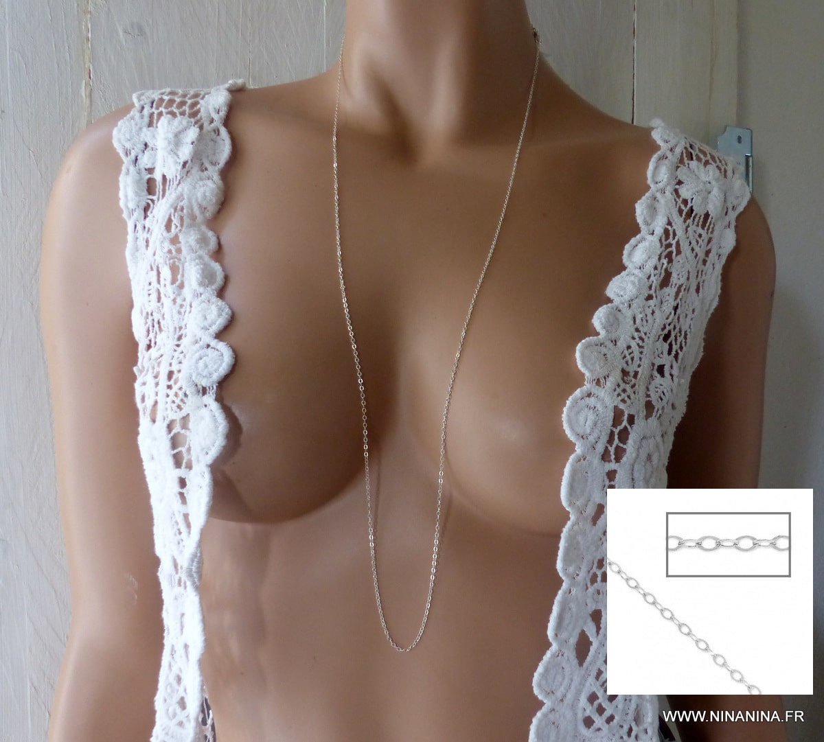 Chaine argent femme 80 cm maille forçat personnalisable – Image 3