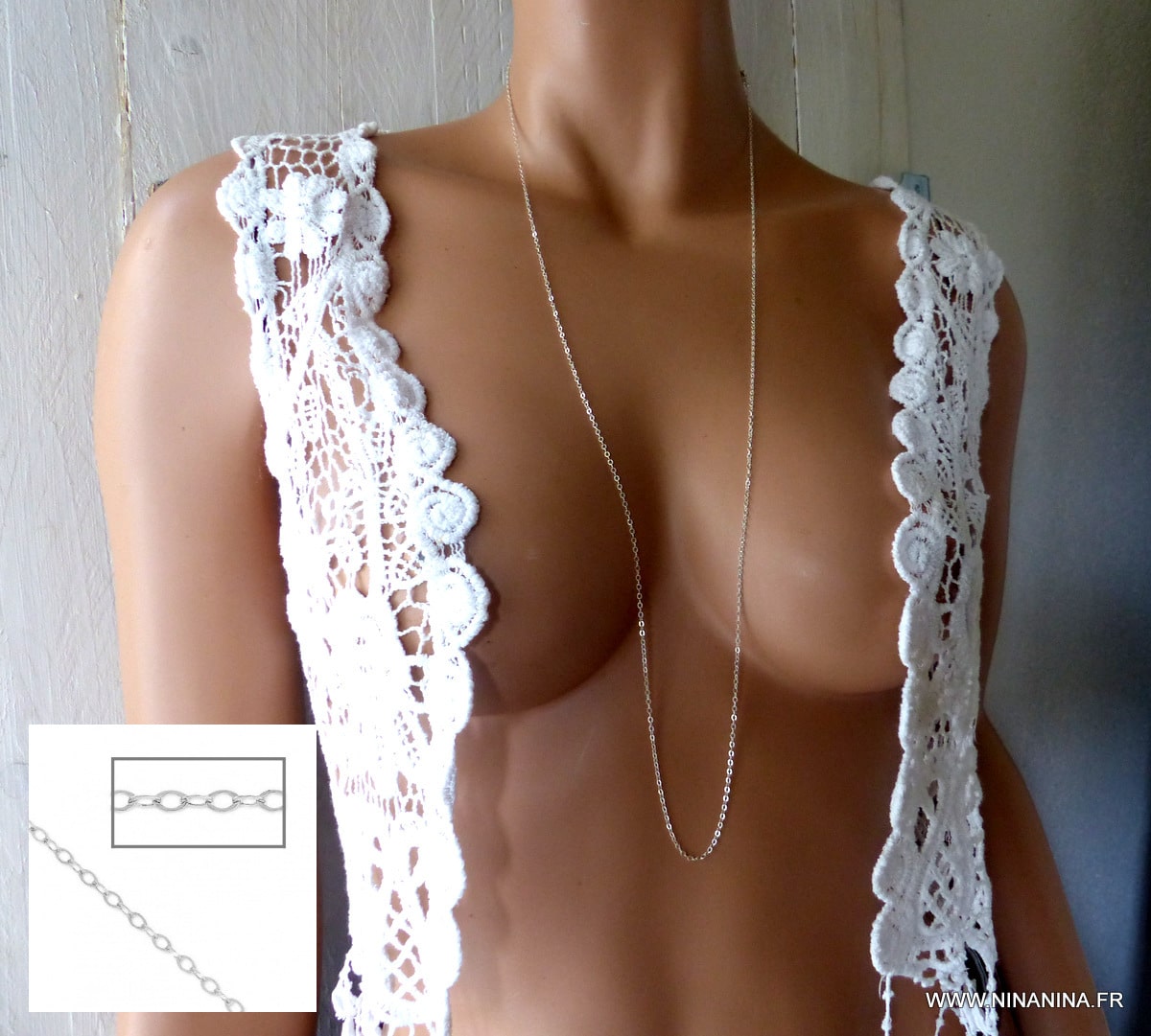 Chaine argent femme 80 cm maille forçat personnalisable
