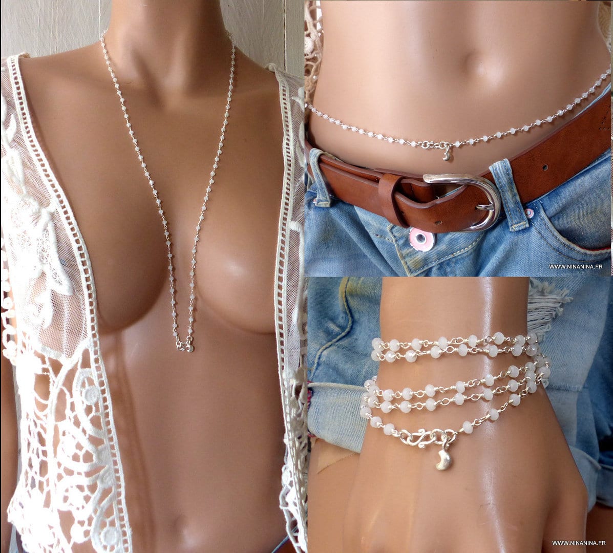 Sautoir Pierre de Lune Argent 925 fermoir symbole infini – Image 3