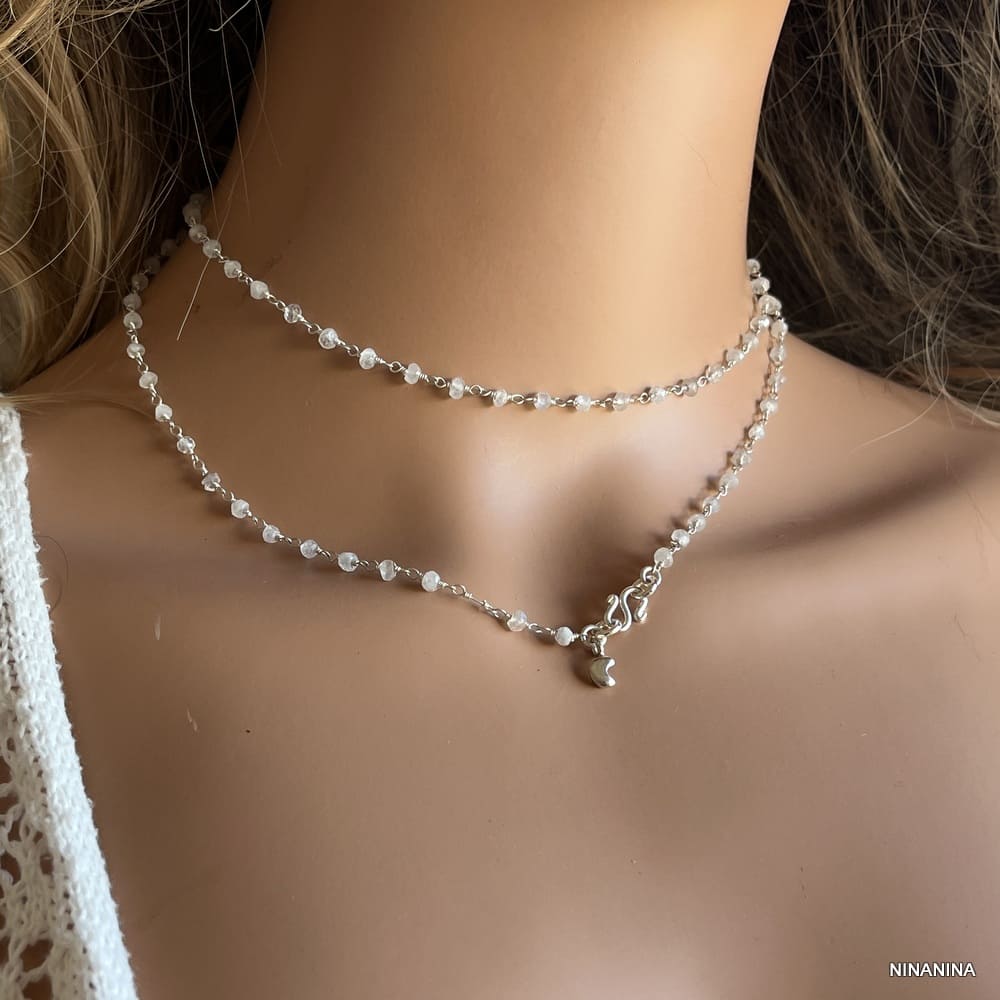 Sautoir Pierre de Lune Argent 925 fermoir symbole infini – Image 8