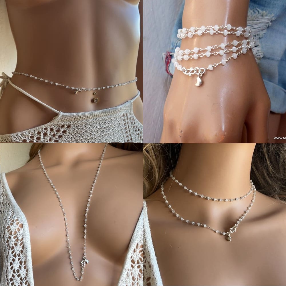 Bracelet Pierre de Lune grossesse Argent 925 avec bague – Image 3