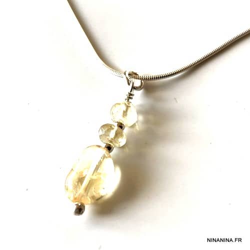 Pendentif Citrine femme sur Chaine de taille Argent 925 – Image 5
