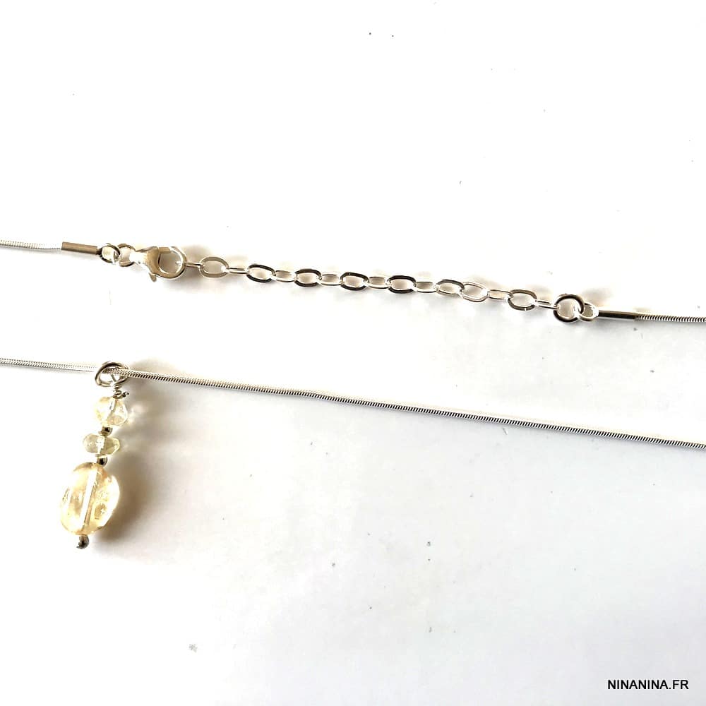 Pendentif Citrine femme sur Chaine de taille Argent 925 – Image 6