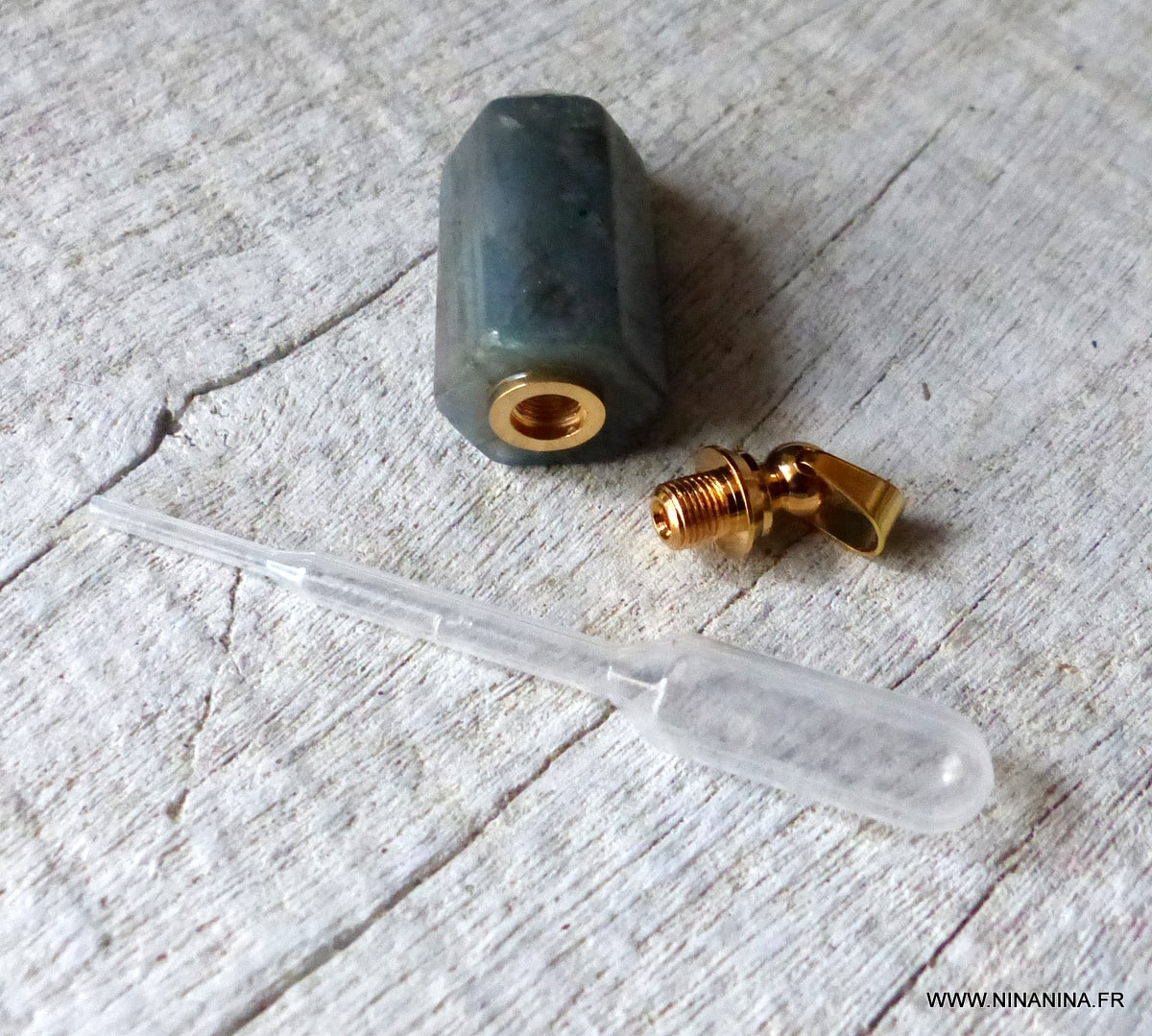 Pendentif Labradorite véritable mini flacon de parfum – Image 3