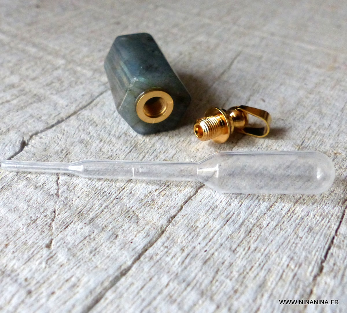 Pendentif Labradorite véritable mini flacon de parfum – Image 7