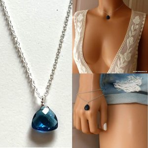 Collier pierre de naissance décembre topaze bleue