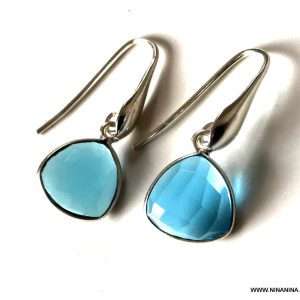 Boucles d oreilles Pendentif Topaze bleue pierre de naissance décembre et Argent 925