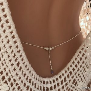 Chaine de taille perle argent 925 et pendentif Améthyste