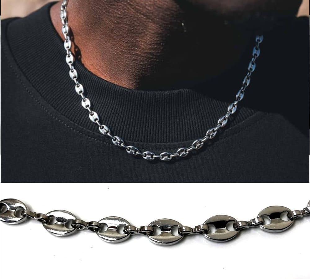 Chaine grain de café homme Acier inoxydable argenté 5mm – Image 5