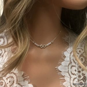 Collier infini swarovski argent 925 massif perles blanches