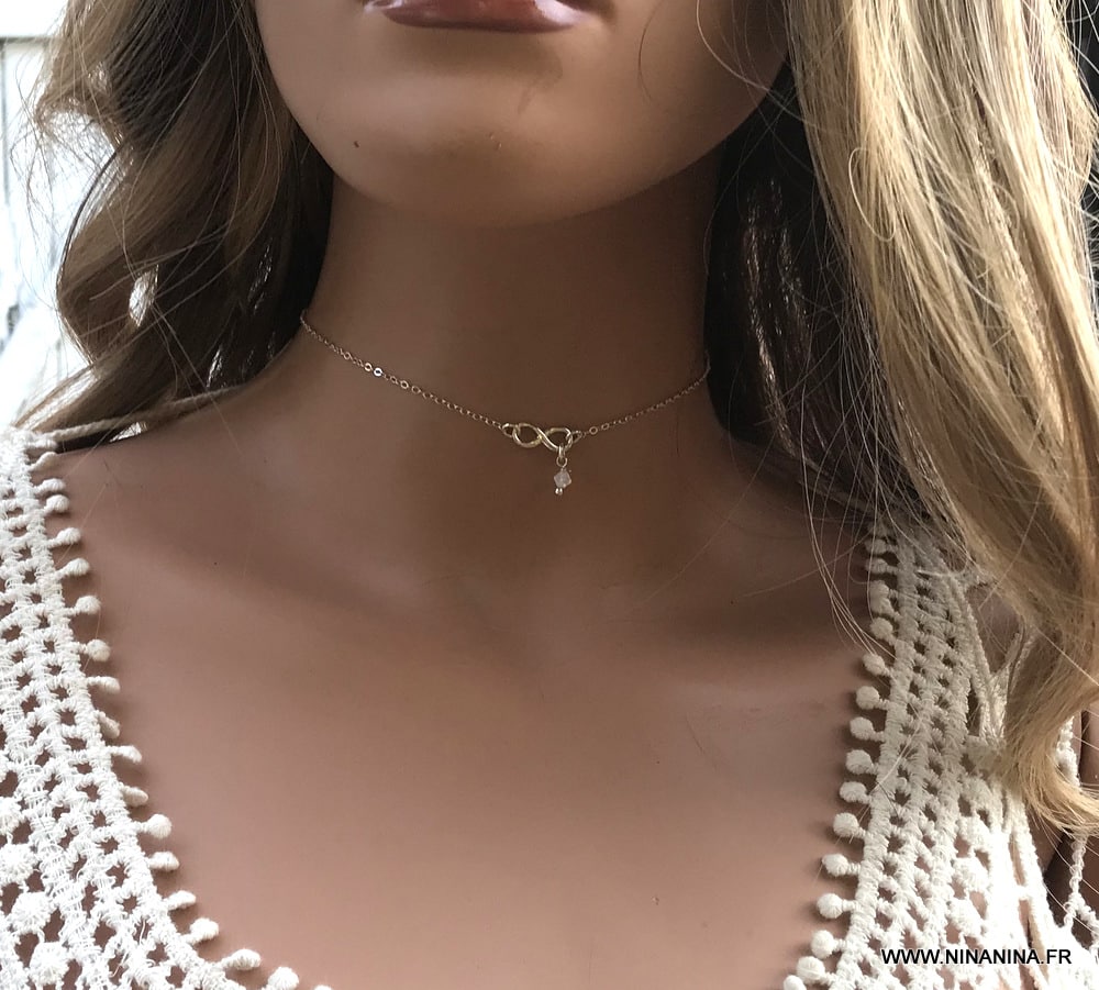 Collier infinity swarovski ras de cou argent 925 – Image 5