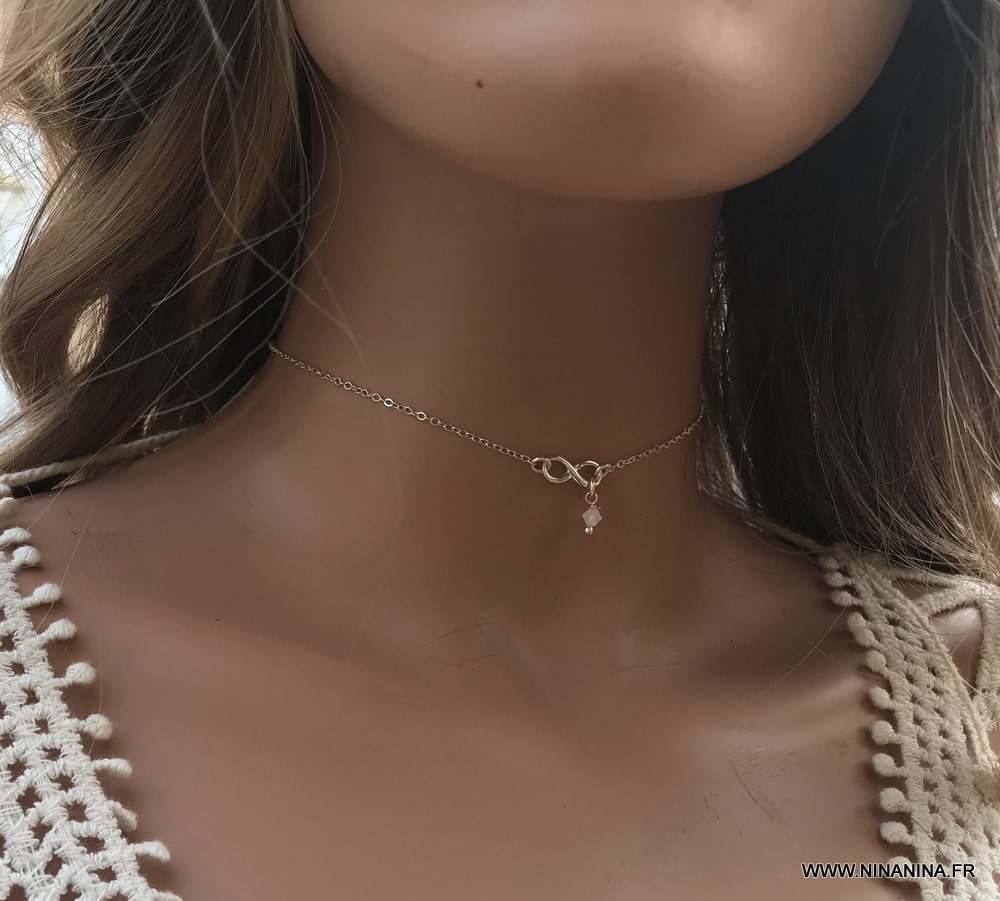 Collier infinity swarovski ras de cou argent 925 – Image 7