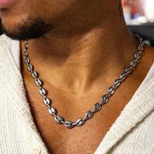 Chaine grain de café homme Acier chirurgical argenté maillons 8mm