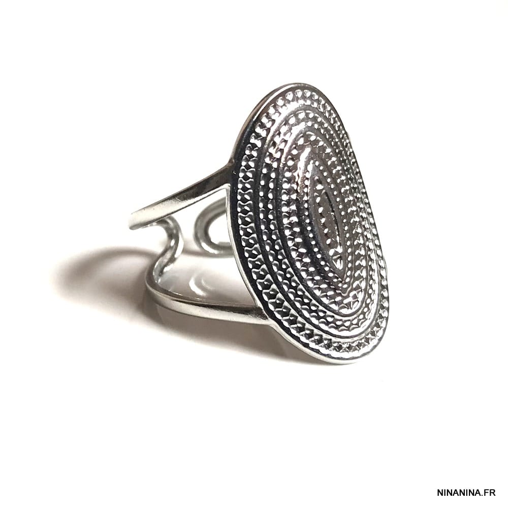 Bague acier inoxydable femme Ovale réglable – Image 2