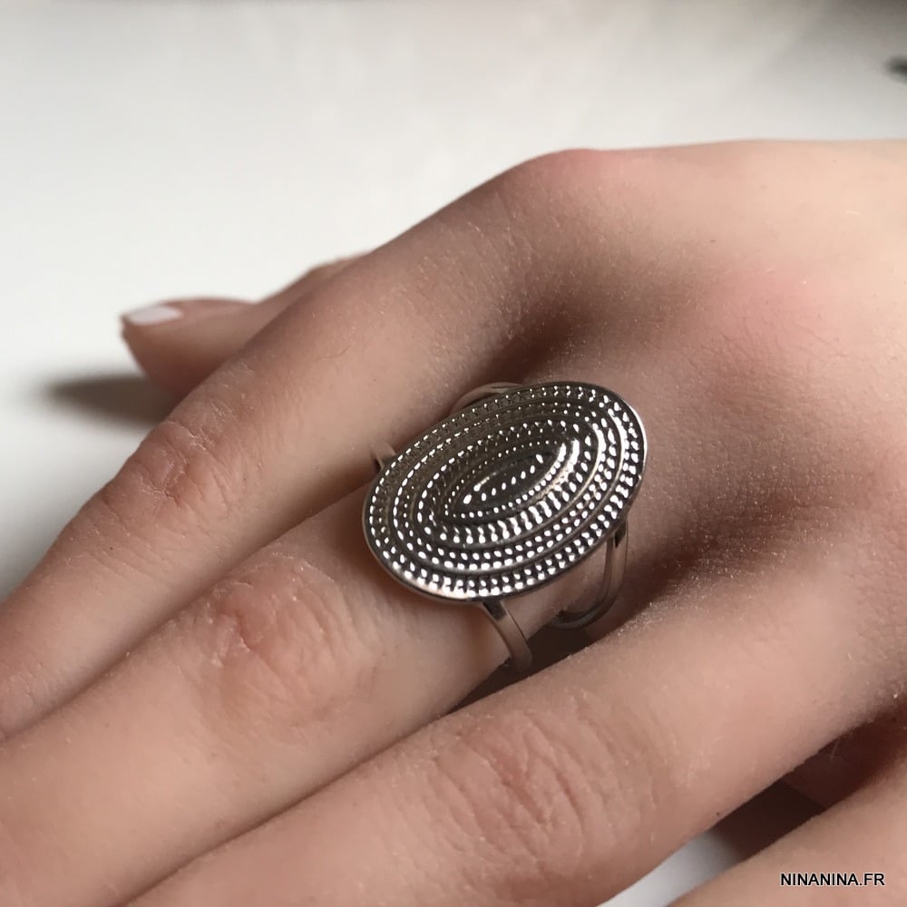 Bague acier inoxydable femme Ovale réglable – Image 4