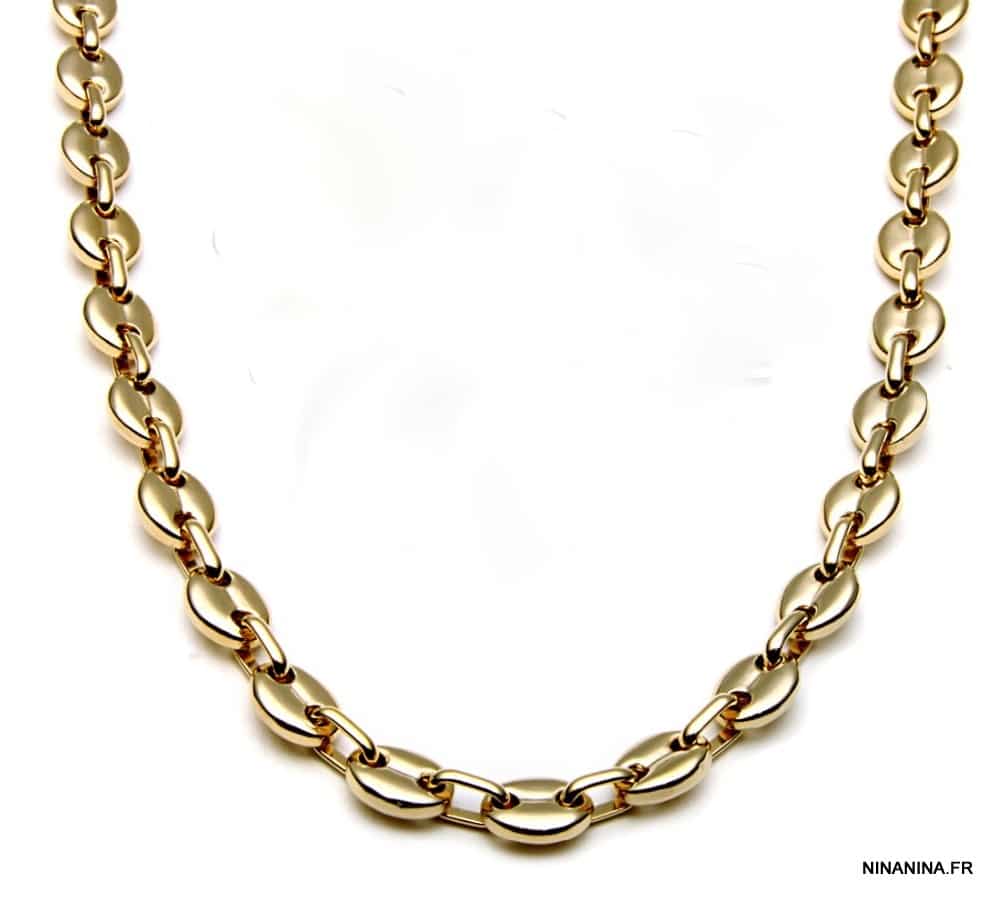 Chaine grain de café or plaqué homme gros maillons faite main en France – Image 5