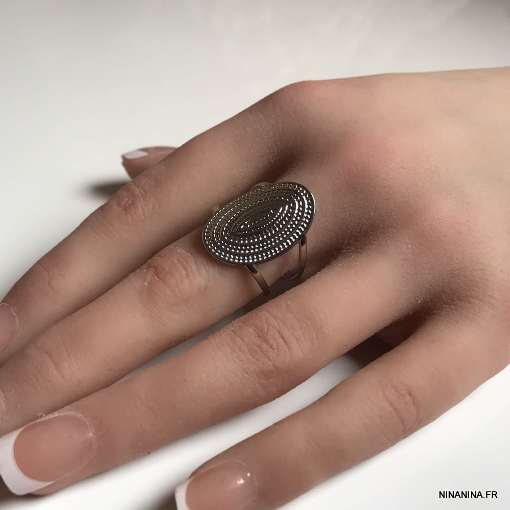 Bague acier inoxydable femme Ovale réglable – Image 9