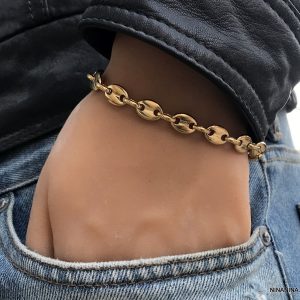 Bracelet grain de cafe or plaqué pour homme