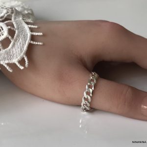 Bague de pouce femme ou homme argent 925 maille gourmette