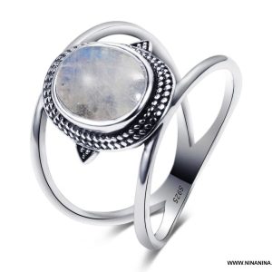Bague pierre de lune véritable et argent 925 femme