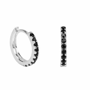Créoles argent avec Zirconium noir pour femme et homme