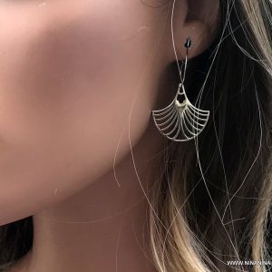 Boucles d’oreilles éventail créoles Acier inoxydable argent