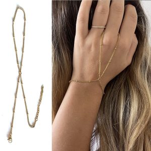 Bracelet et bague acier inoxydable doré pour femme