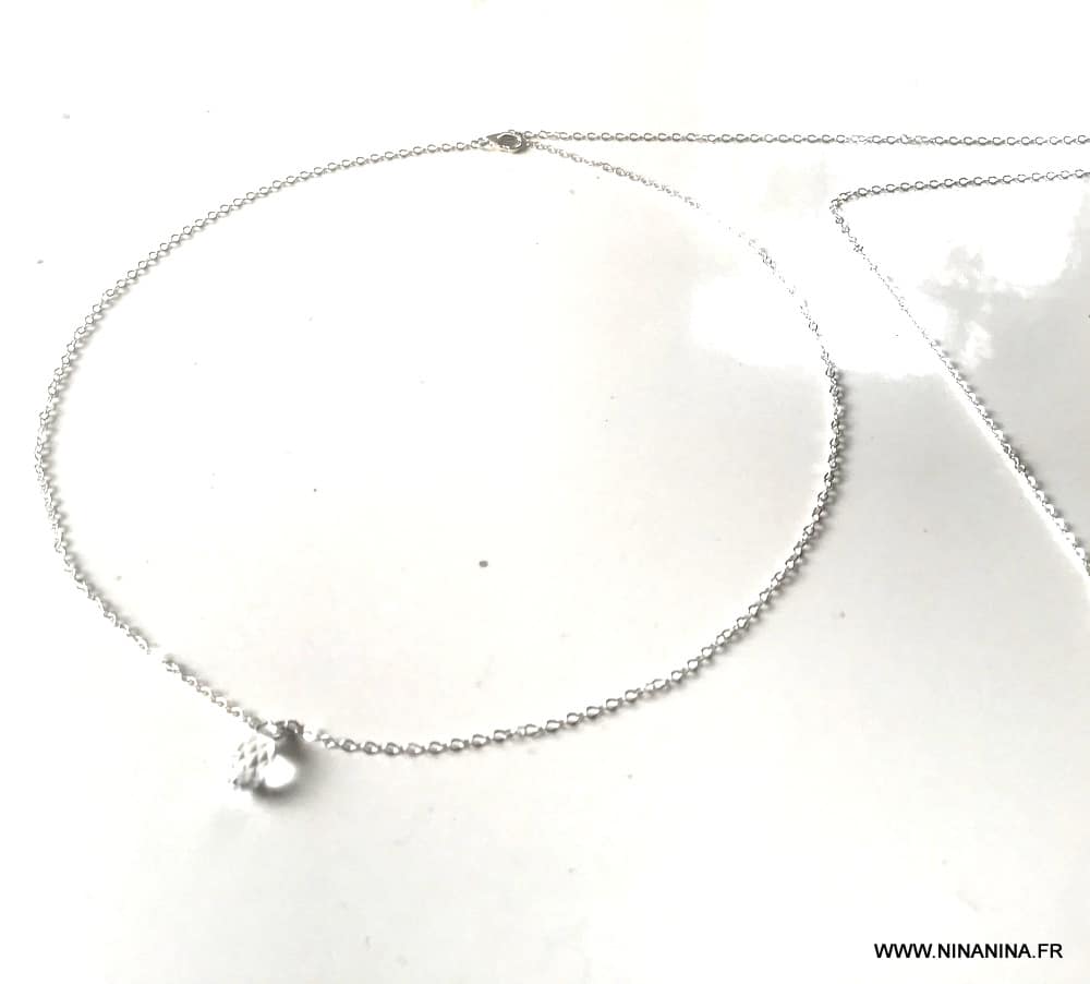 Collier de dos Swarovski et argent pendentif goutte cristal – Image 7