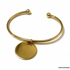 Bracelet jonc avec medaille Acier doré pour femme