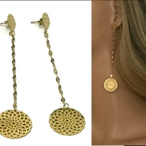 Boucles d oreilles très longues Acier inoxydable doré