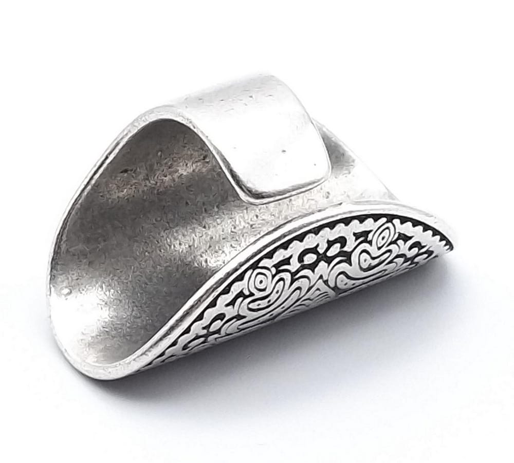 Bague mandala large etain plaqué argent ajustable – Image 9