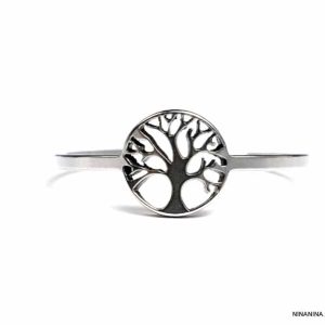 Bague pied ou phalange arbre de vie Acier inoxydable argent