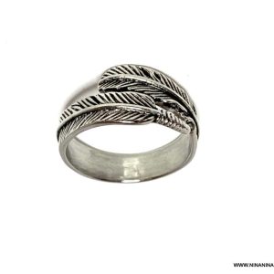 Bague plume reglable homme femme acier inoxydable
