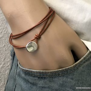 Bracelet cuir homme plusieurs tours fermoir bouton