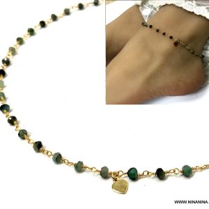 Bijou emeraude pierre de naissance mai – bracelet de cheville